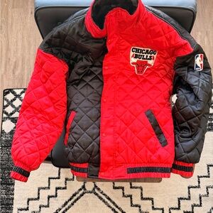 NBA Chicago Bulls Red and Black Puffer Jacket